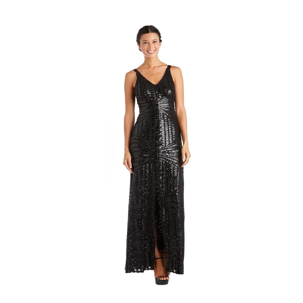 R&M Richards - Nightway - Long Glitter Formal Dress - Black